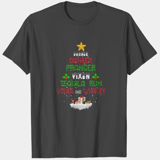 Dancer Prancer Tequila Rum Vodka Whiskey Christmas T Shirts