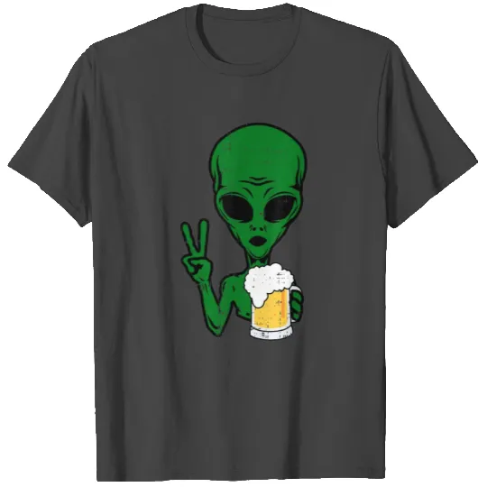 area 51 alien beer peace sign lazy drinking T Shirts