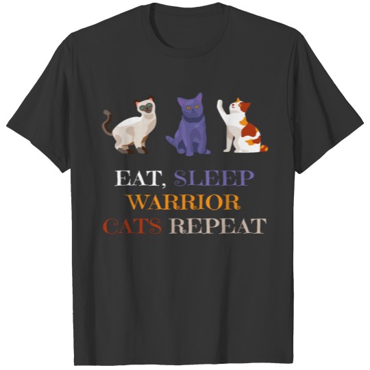 Fat Sleep warrior cats repeat T-shirt