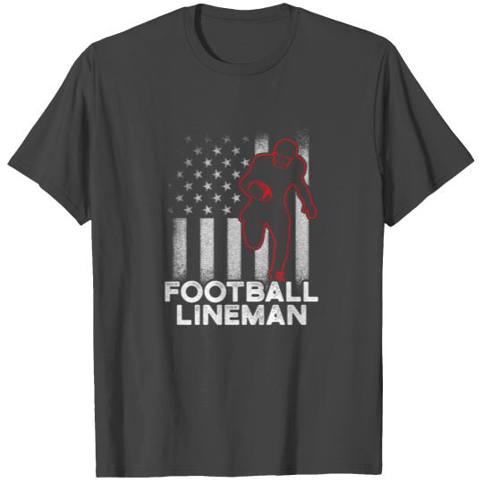 Football Lineman USA Flag Offensive Defensive T Shirts