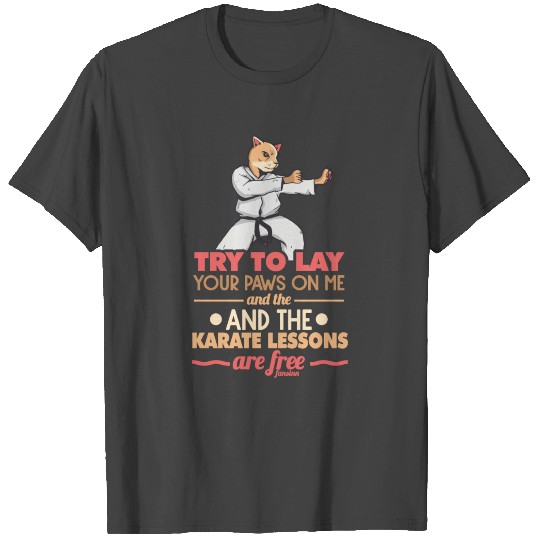 Try to Lay Your Paws on Me Karate Cat T Shirts