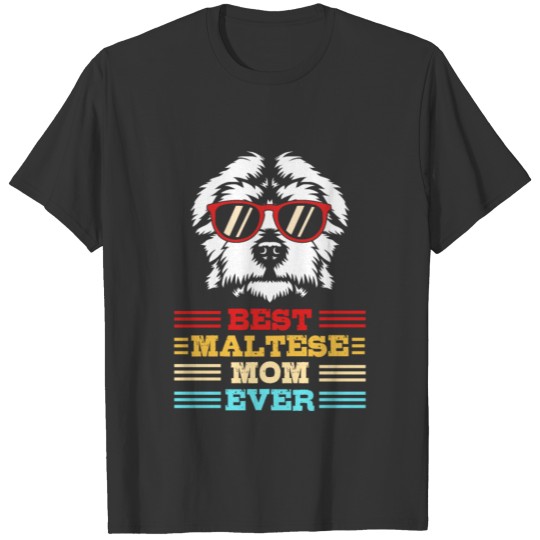 Retro Vintage Dog Face Best Maltese Mom T Shirts