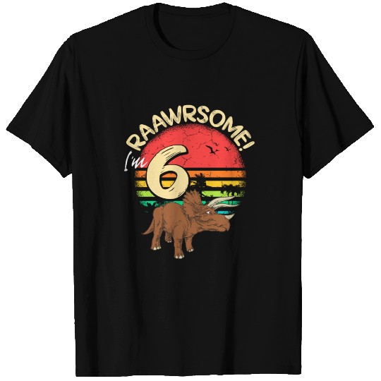 Triceratops Dinosaur 6 years birthday Dino T Shirts