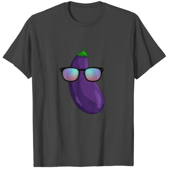 Eggplant With Sunglasses T Shirts
