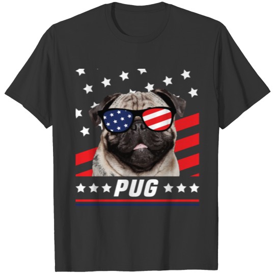 Pug American Flag USA Dog T-shirt