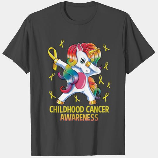 Dabbing Unicorn Childhood Cancer Awareness T Shirts
