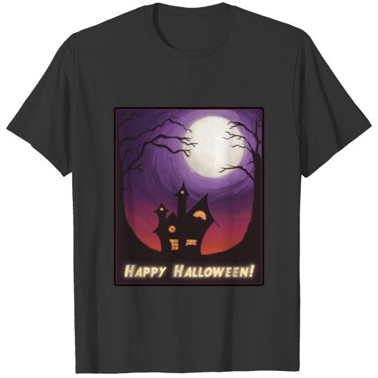 Happy Halloween Full Moon and Haunted House T-shirt