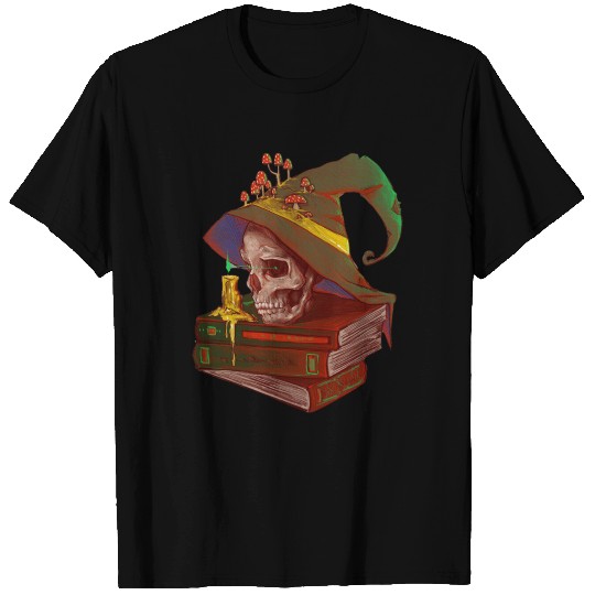 Death s night skull spell book wizard magic T Shirts