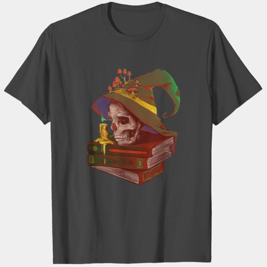 Death s night skull spell book wizard magic T Shirts