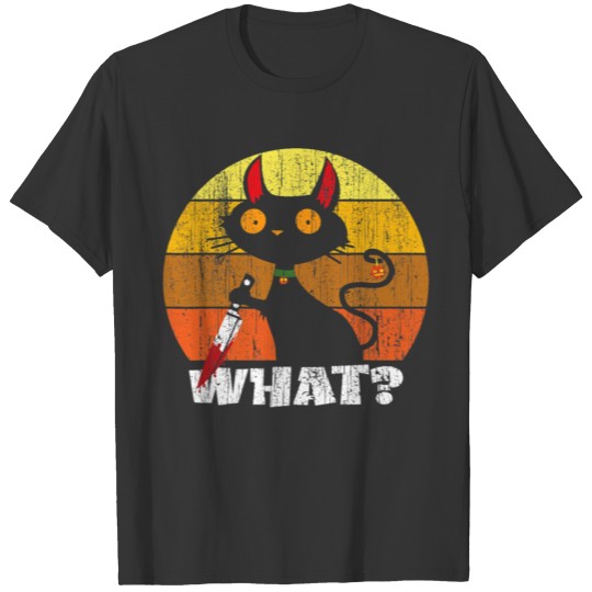 Cat What Funny Black Cat Murd.erous Cat With Knife T Shirts