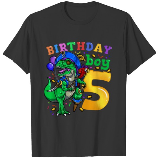 5th Birthday Dinosaur T-Rex Birthday Boy T Shirts
