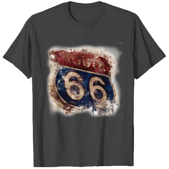 Route 66 Roadsign Watercolor T Shirts