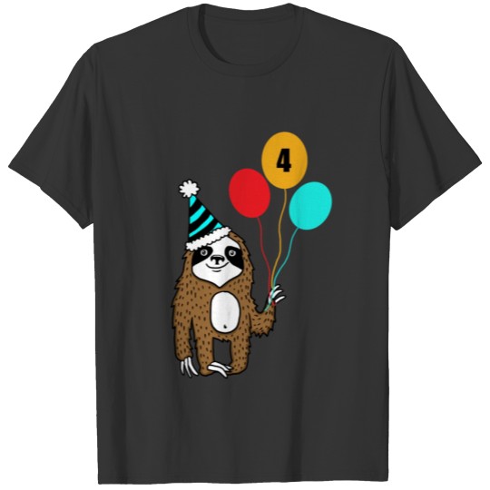Cute Sloth 4th Birthday Apparel for Children Four T-shirt
