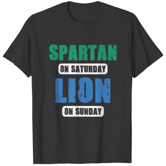 Spartan on Saturday Lion on Sunday Funny Detroit T Shirts