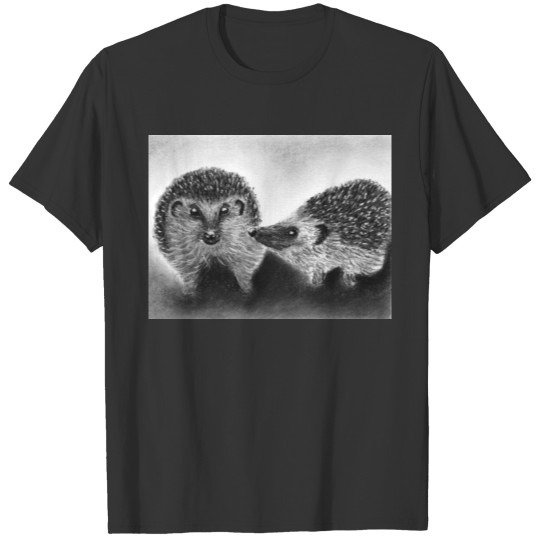 Hedgehog friends black and white T-shirt
