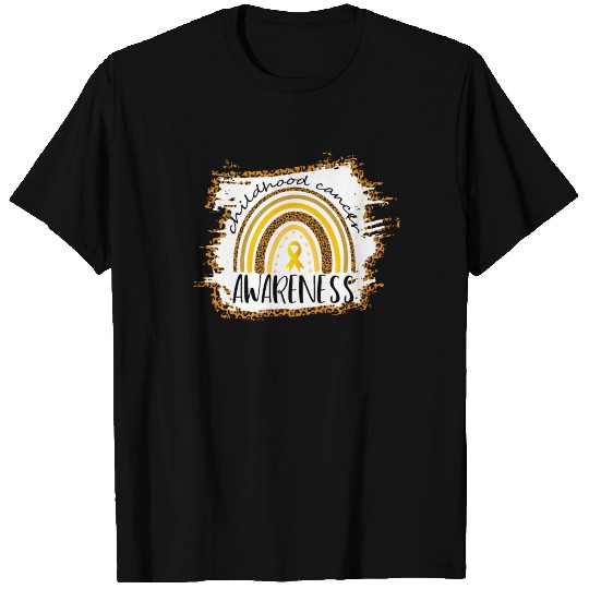 Childhood Cancer Awareness Gold Rainbow Leopard T Shirts