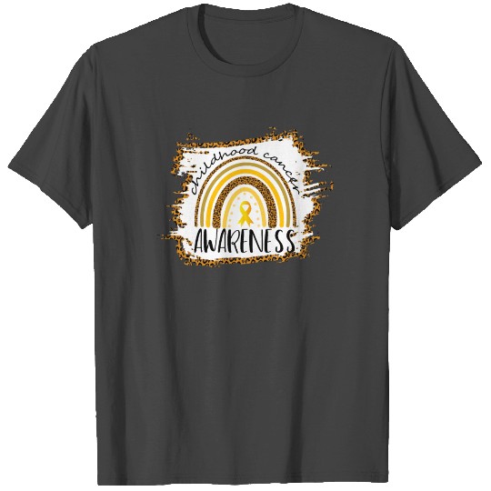 Childhood Cancer Awareness Gold Rainbow Leopard T Shirts