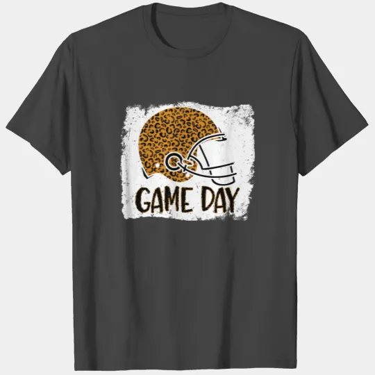 Game Day Leopard Football Ball Helmet Player Lover T Shirts
