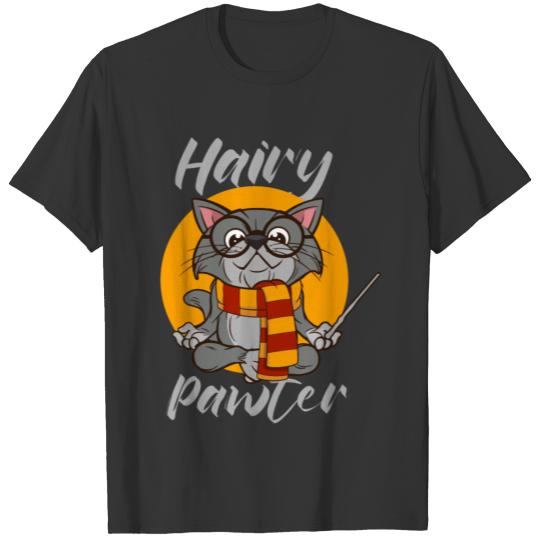 Funny Pun Cute Cat Hairy Pawter T-shirt