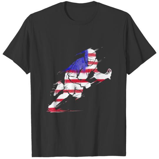 LAX player in US Flag colours - The USA Lacrosse T-shirt