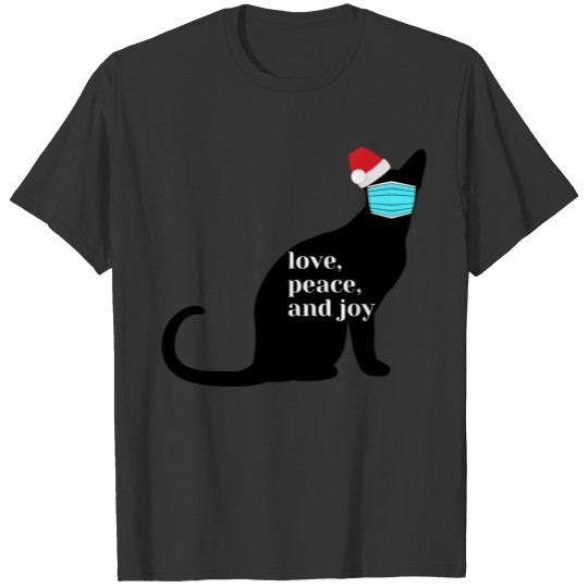 Christmas Cat Love, Peace and Joy T Shirts