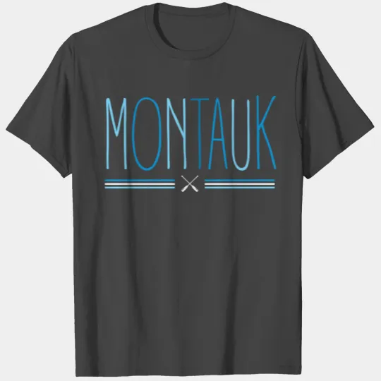 Montauk Long Island Ny Oars Blue Lettering T Shirts
