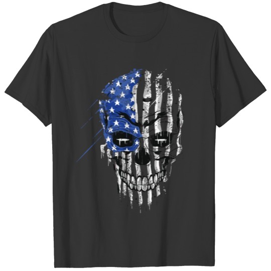 American Skull Flag Patriotic T-Shirt funny gift. T-shirt