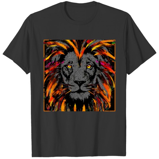 Orange Lion Portrait Drawing - Lion Illustration T Shirts