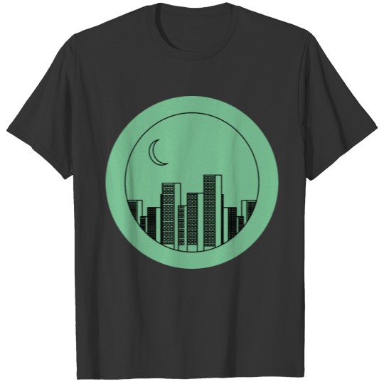 city night designed sticker T-shirt