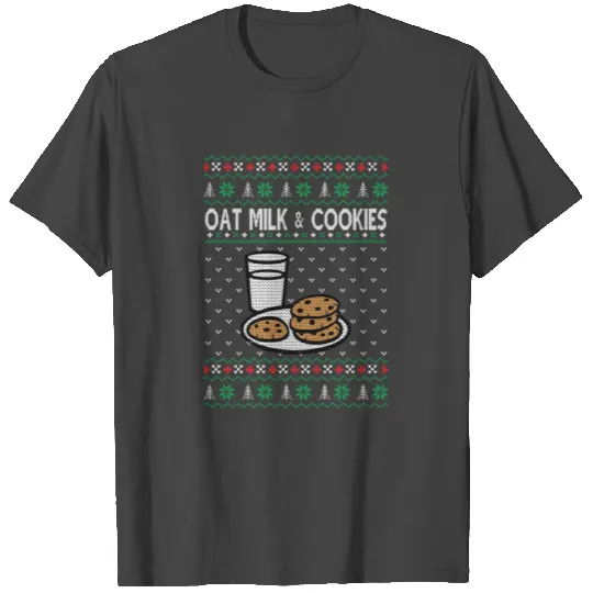 Oat Milk and Cookies Ugly Christmas Sweater Gifts T Shirts