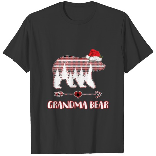 Grandma Bear Christmas Pajama Red Plaid Buffalo Fa T Shirts