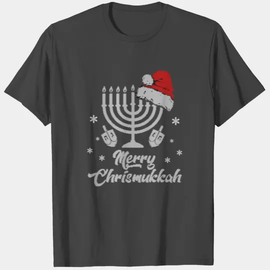 Christmas Ugly Hanukkah menorah Merry Chrismukkah T Shirts