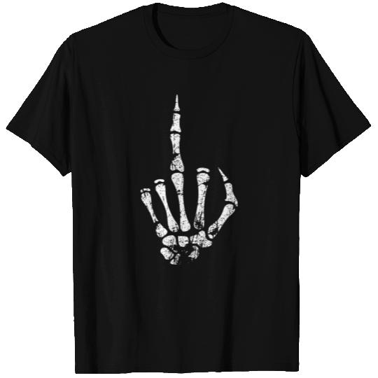 Halloween Middle Finger Skeleton Vintage Funny T Shirts