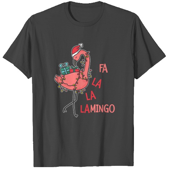 Fa La La La Mingo Christmas Day Pink Flamingo Xmas T Shirts