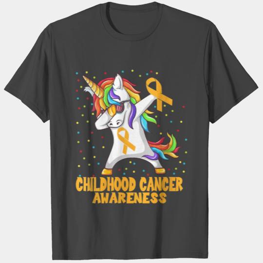 Dabbing Unicorn Childhood Cancer Awareness Warrior T Shirts