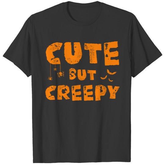 Cute But Creepy Funny Halloween Spider Bat Orange T Shirts