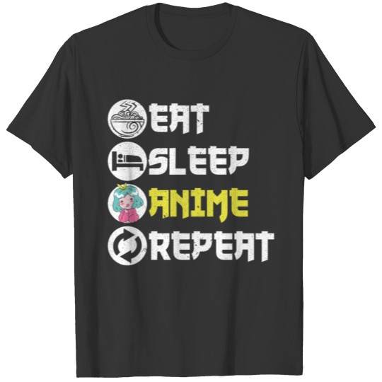 Eat Sleep Anime Repeat Manga Japanese Kawaii T-shirt