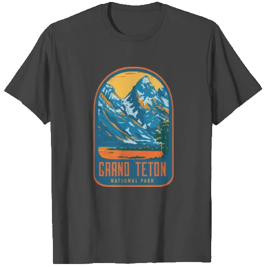 Grand Teton national park retro design T Shirts
