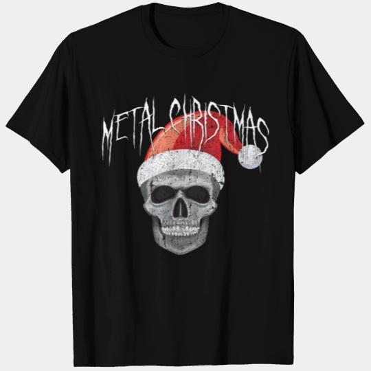 Heavy Metal Christmas Skull Santa T Shirts