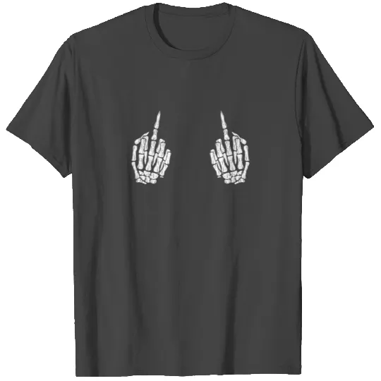 Funny Middle Finger Skeleton Hand T Shirts