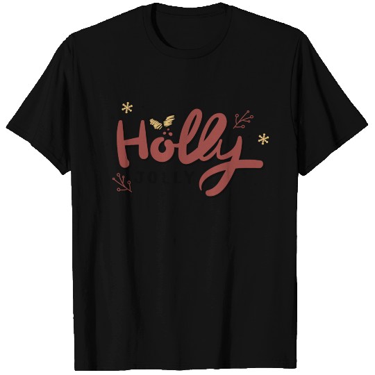 Holly Jolly Cute Christmas Typography T Shirts