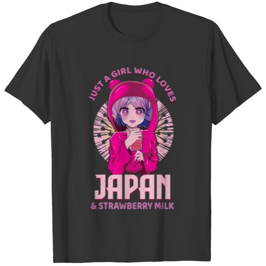 Girl Who Loves Japan And Strawberry Milk Otaku T Shirts