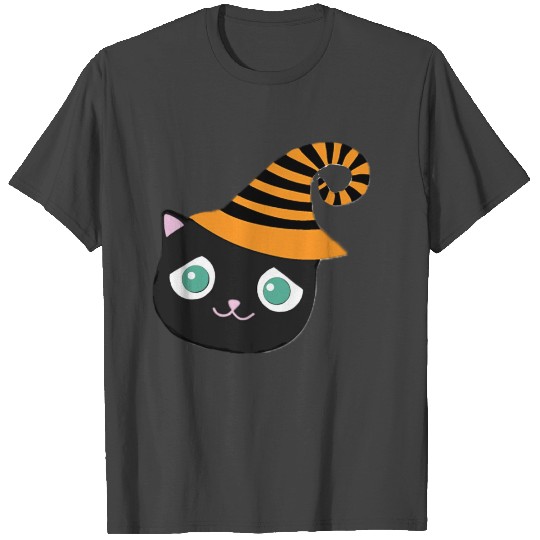 Black Cat with Sad Eyes and Whimsical Hat T Shirts