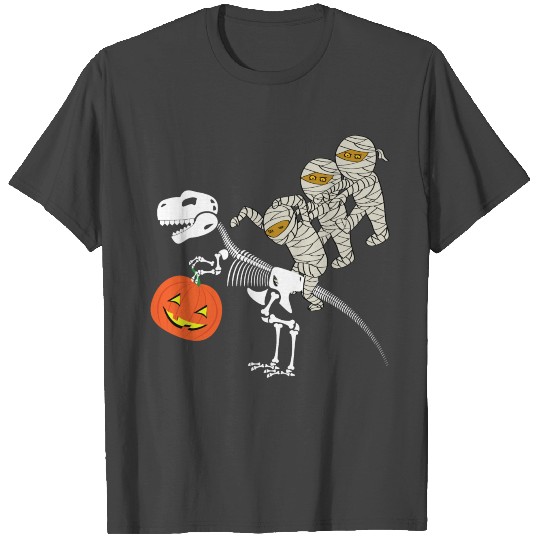 Skeleton Riding Mummy Dinosaur T Shirts