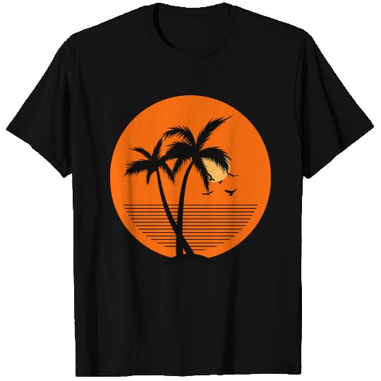 Sun Set// Neon orange round scene T Shirts
