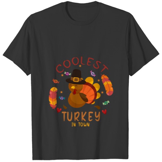 Coolest Turkey in Town happy Thanksgiving birthday T-shirt