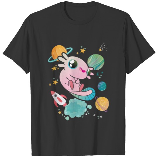 Space Axolotl Kawaii Shirt Pastel Goth Japan Anime T-shirt