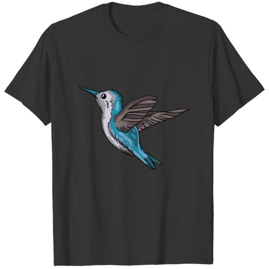 bird blue hummingbird flying T Shirts