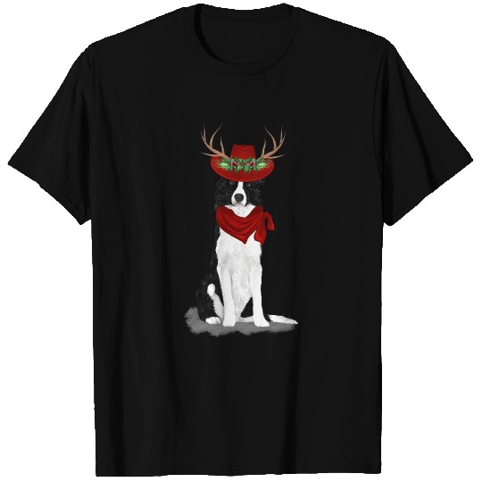 Border Collie Cowboy Christmas T Shirts