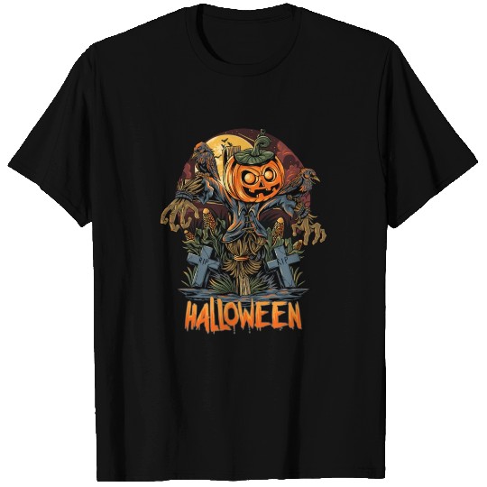 halloween scarecrow pumpkins T Shirts